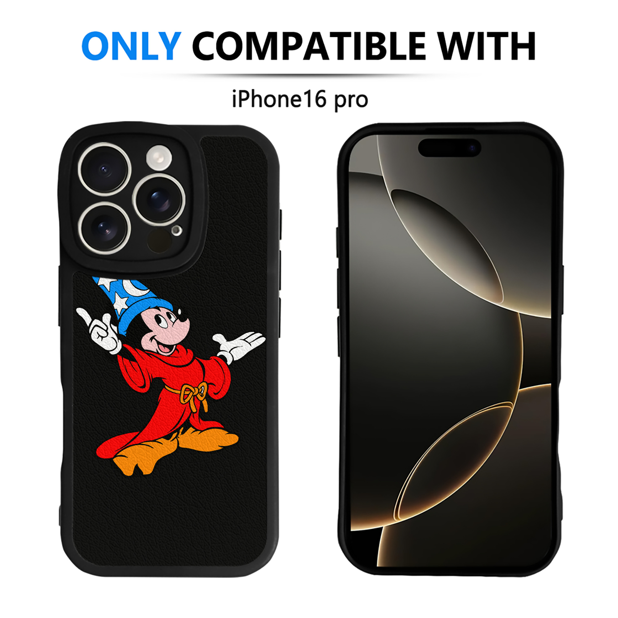 （画像用） ミッキーマウス Mickey Mouse 【iPhone 16シリーズ対応】シリコンスマホケース（レザー調） 材質：シリコン